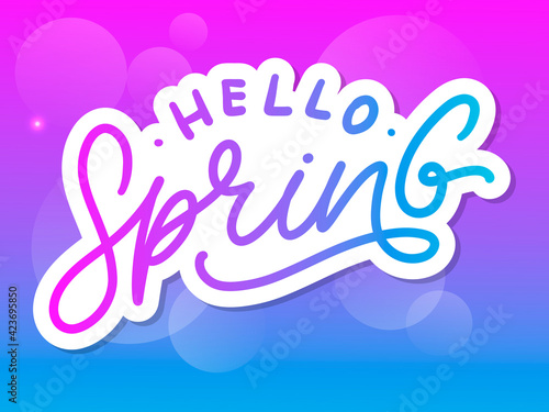 Hello Spring Flowers Text Background Frame lettering slogan