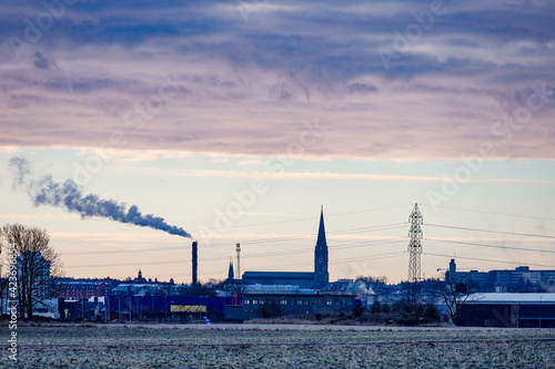 Obraz na plátně Linkoping, Sweden The city skyline at dawn.