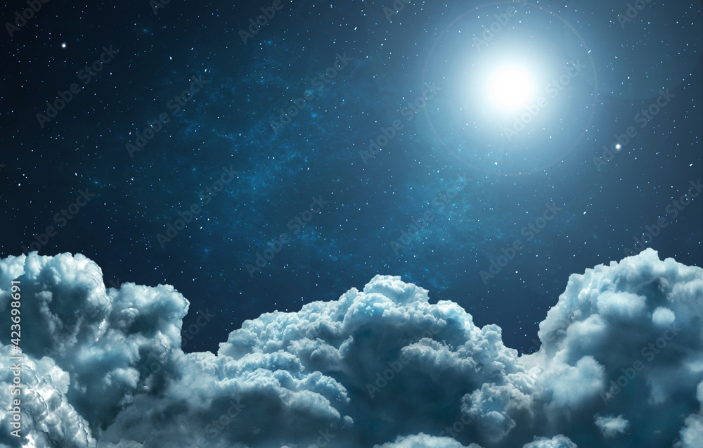 Beautiful clouds against the night sky and stars Beautiful clouds against the night sky and stars