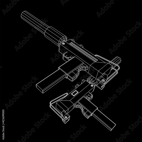 Submachine gun modern firearms pistol with silencer