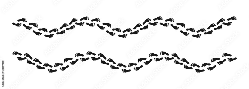The footprints. Traces of a man. Vector illustration The footprints. Traces of a man. Vector illustration
