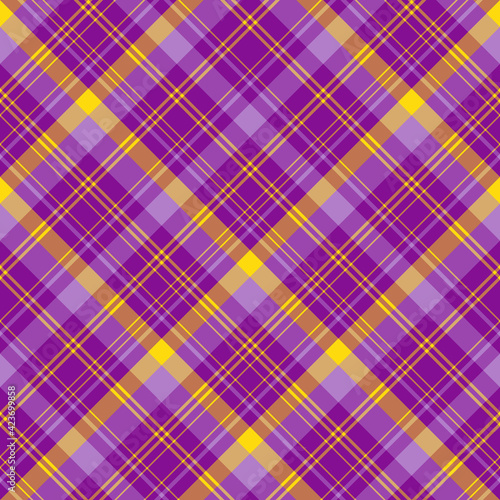 Seamless pattern in yellow and violet colors for plaid, fabric, textile, clothes, tablecloth and other things. Vector image. 2
