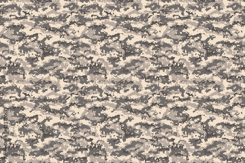 Pixel camouflage brown desert seamless pattern. Vector