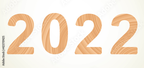 Vector wooden New Year numbers isolated on white background
