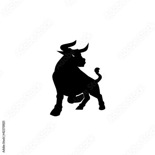 Vector illustration of bull silhouette isolated on white