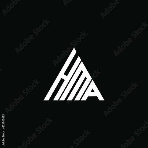 H M A letter logo creative design on black color background. HMA icon photo