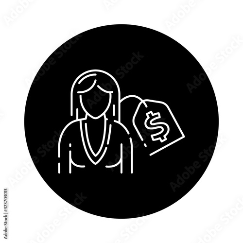 Prostitution color line icon. Sexual services for money. Sex trade, slavery concept.