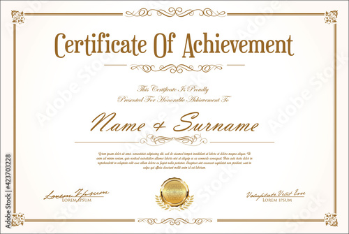 Certificate or diploma retro vintage design 