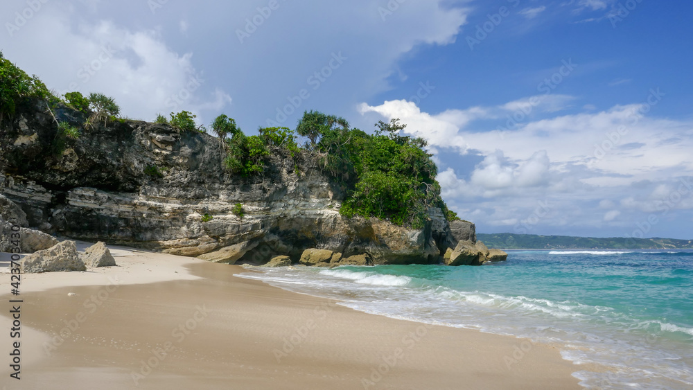 Secluded beach for honeymoon on the southern rocky coastline of Sumba island, East Nusa Tenggara, Indonesia