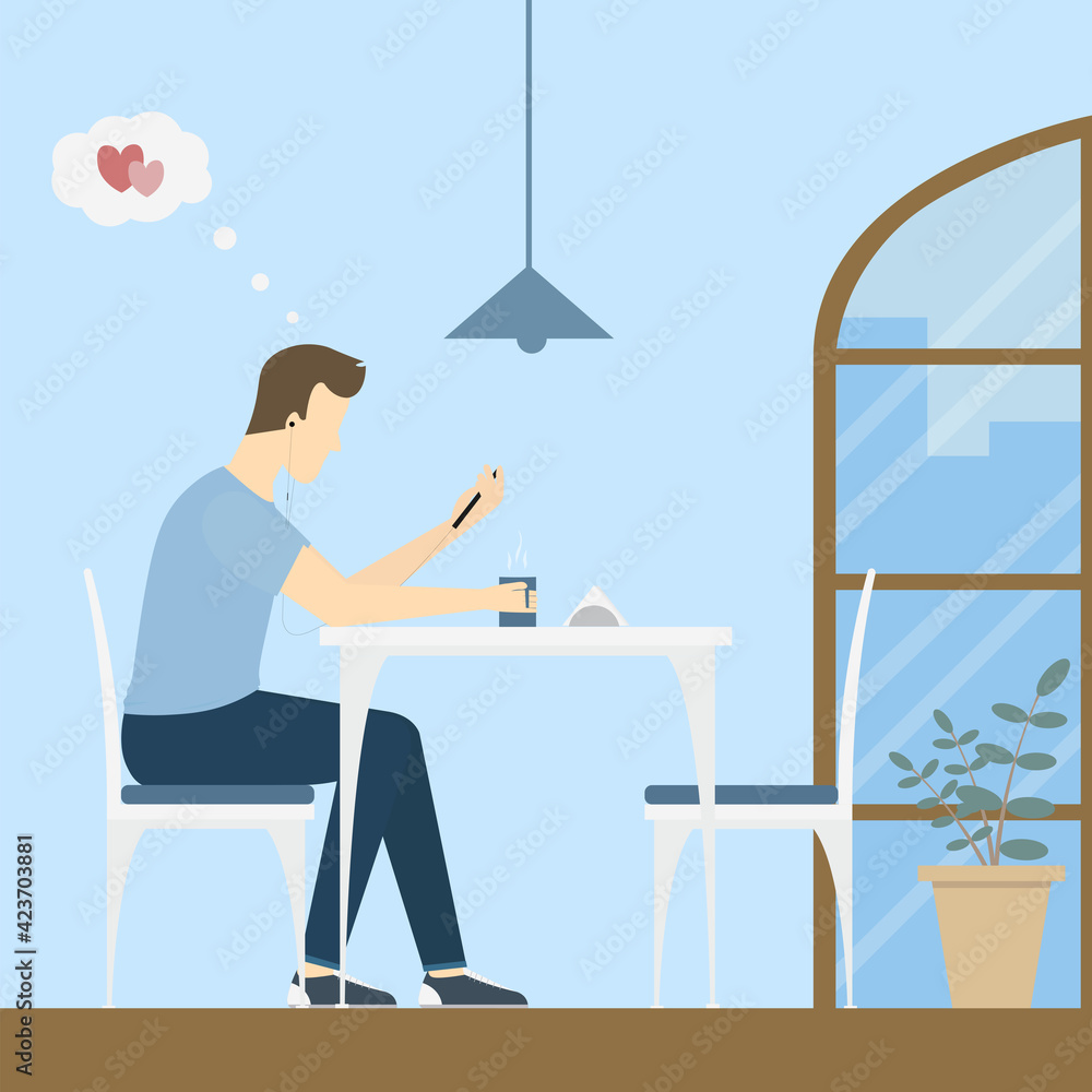 Fototapeta premium Online virtual dating. Concept illustrstion. Flat illustration.