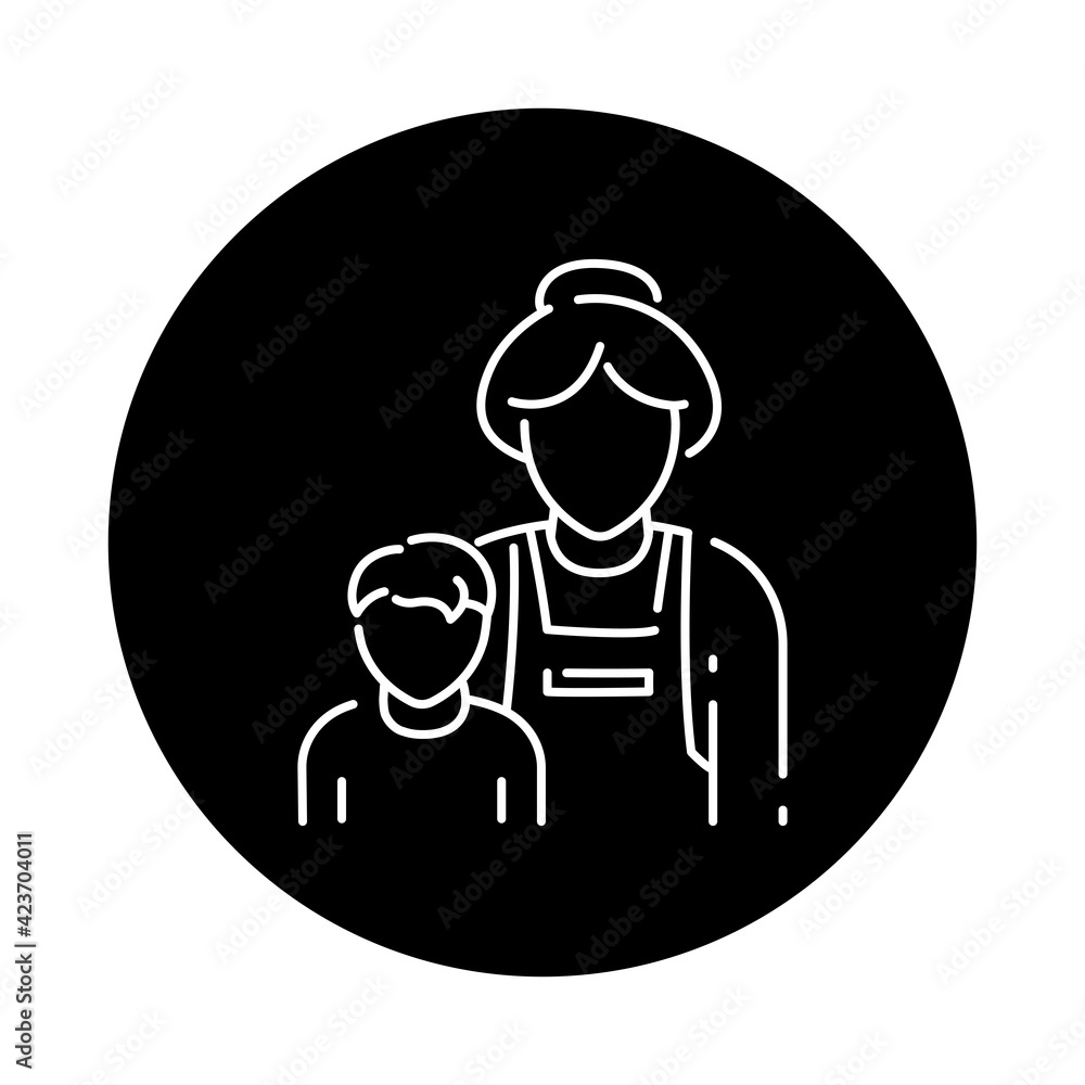 Single mother color line icon. Defective family. Single mother color line icon. Defective family.