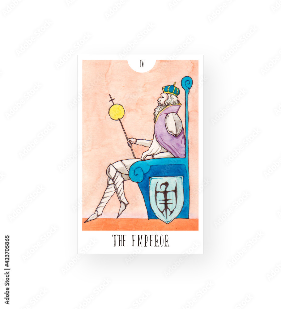 4 皇帝 The Emperor タロット タロットカード 大アルカナ 水彩 イラスト Stock Illustration Adobe Stock