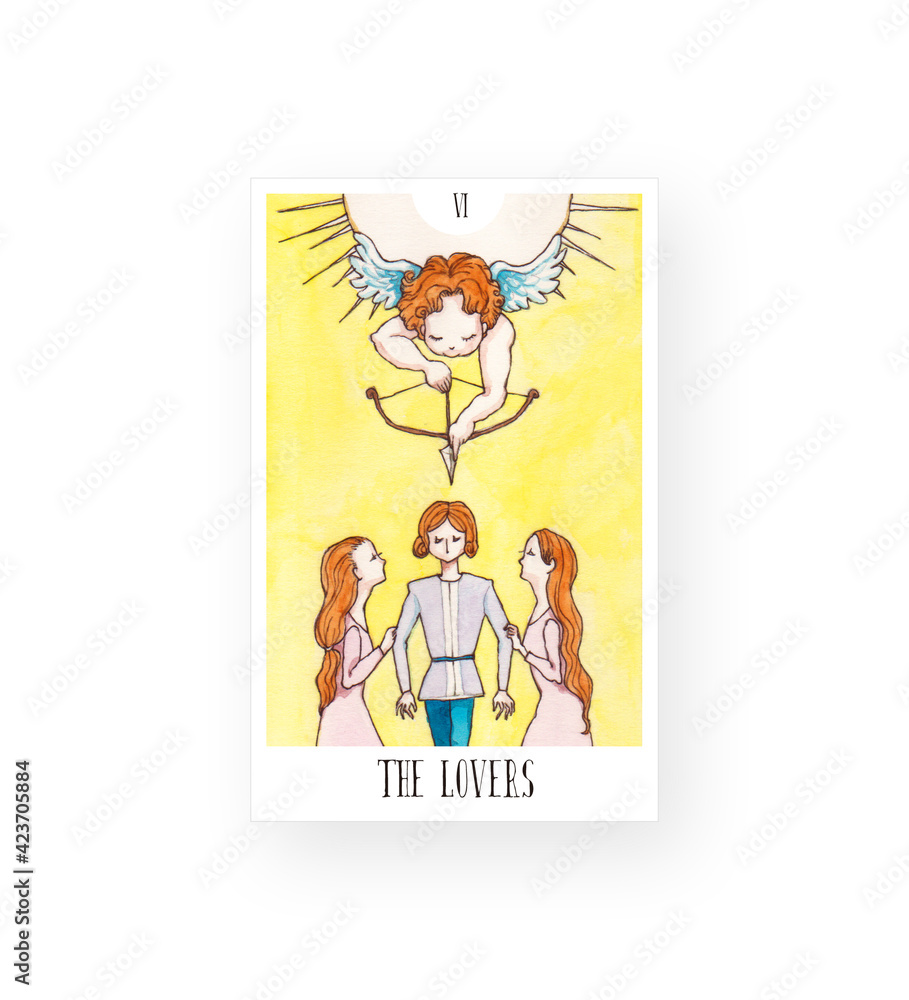 6 恋人 The Lovers タロット タロットカード 大アルカナ 水彩 イラスト Stock Illustration Adobe Stock 6 恋人 The Lovers タロット タロットカード 大アルカナ 水彩 イラスト Stock Illustration Adobe Stock
