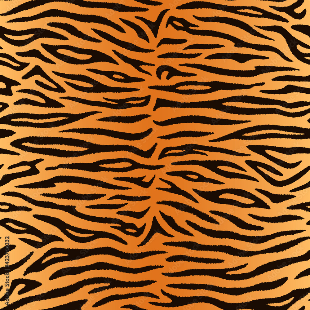 Seamless pattern. Realistic imitation of skin of tiger. Black stripes on orange and brown background. Animal print. Seamless pattern. Realistic imitation of skin of tiger. Black stripes on orange and brown background. Animal print.