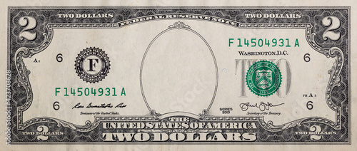 Obverse of 2 US dollar banknote with empty midle area © Ruslan