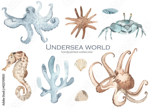 Underwater world watercolor