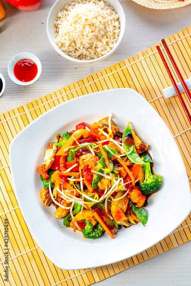 sweet and sour chicken with rice and vegetables sweet and sour chicken with rice and vegetables
