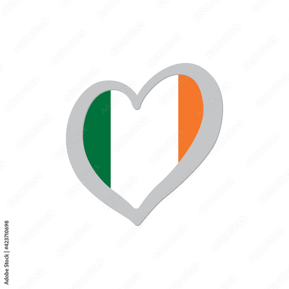 Ireland flag inside of heart shape icon vector. Eurovision song contest symbol vector illustration Ireland flag inside of heart shape icon vector. Eurovision song contest symbol vector illustration