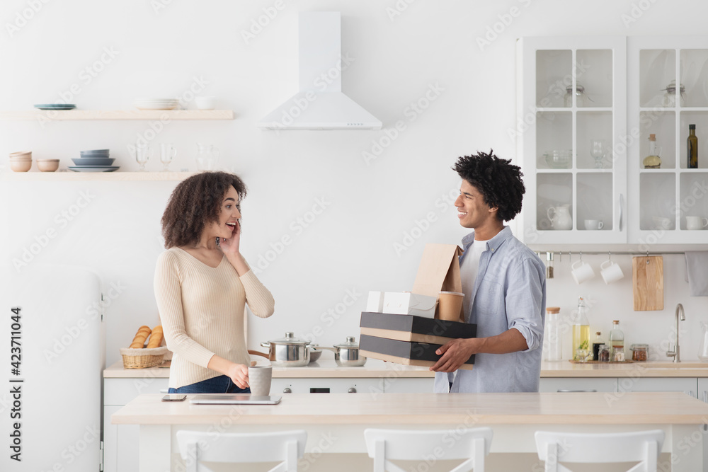 Fototapeta premium Set of delicious favorite fast or healthy food and dinner together at home
