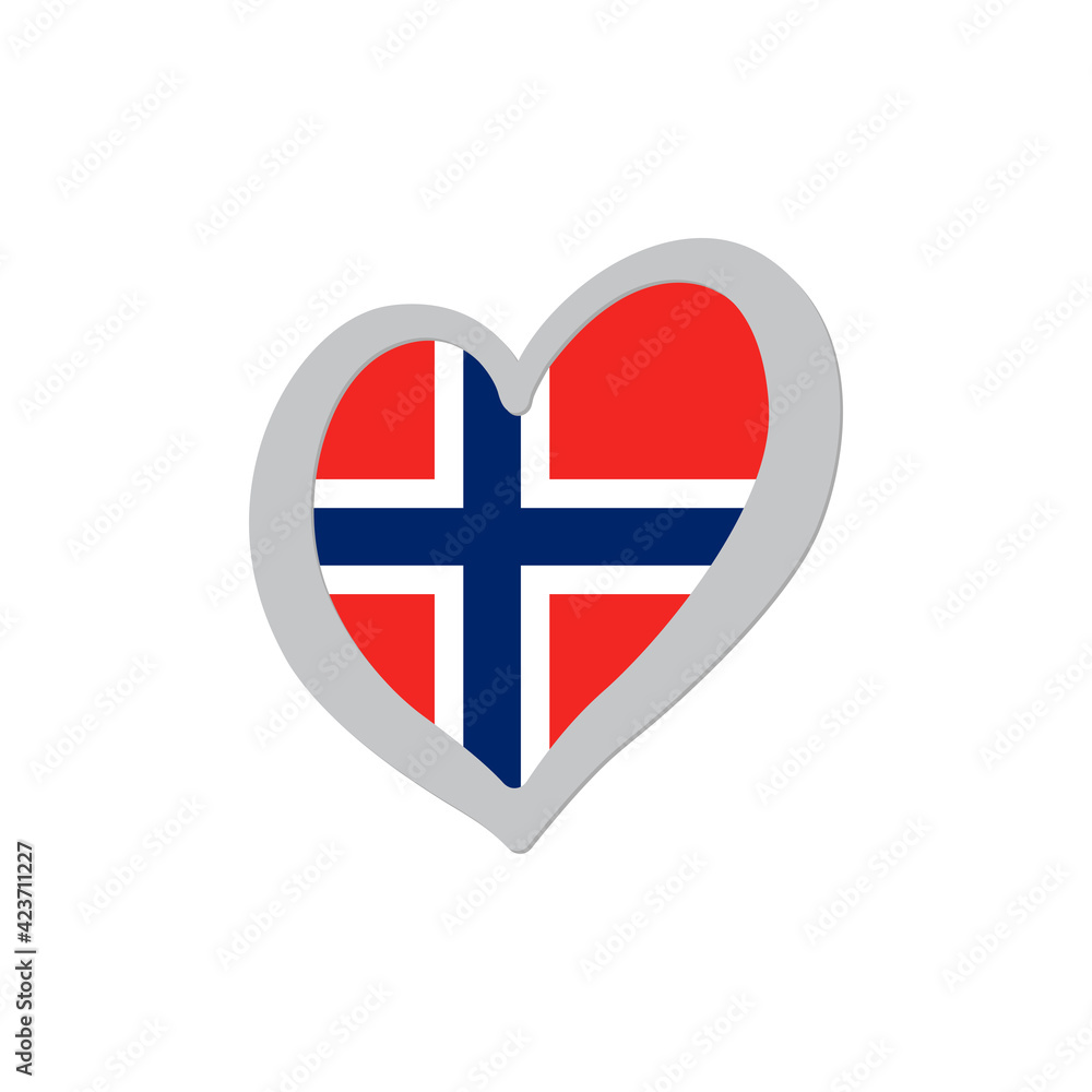 Norway flag inside of heart shape icon vector. Eurovision song contest