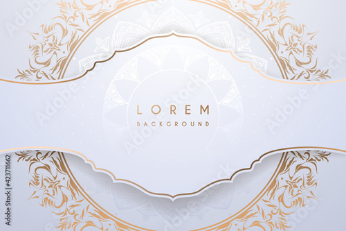Abstract white and gold ornamental background photo