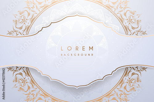Abstract white and gold ornamental background