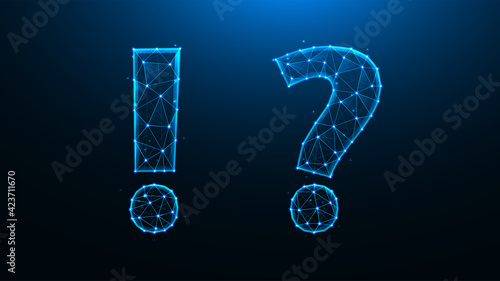 Polygonal vector illustration of question mark and exclamation mark.