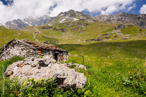 Ruins of old house high in the mountains. In Valgrisenche, Italy