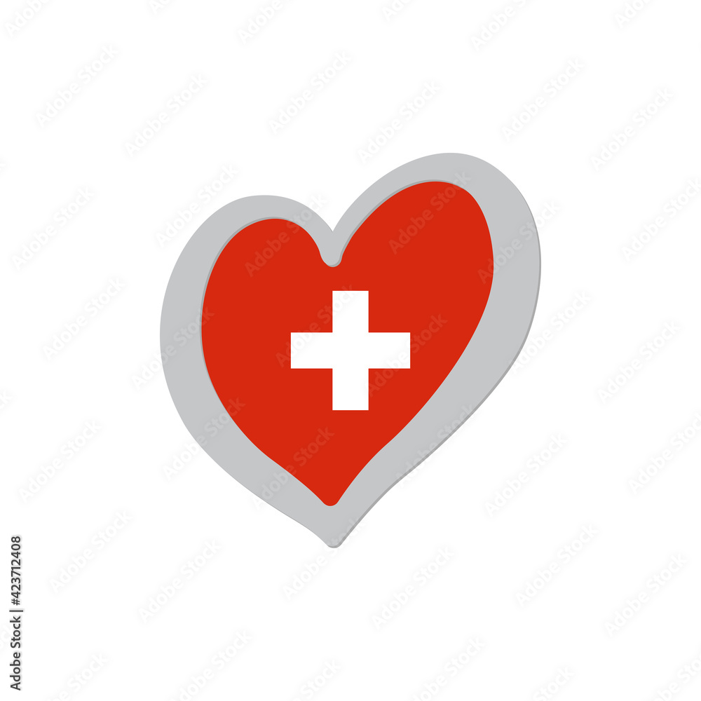 Switzerland flag inside of heart shape icon vector. Eurovision song contest symbol vector illustration Switzerland flag inside of heart shape icon vector. Eurovision song contest symbol vector illustration