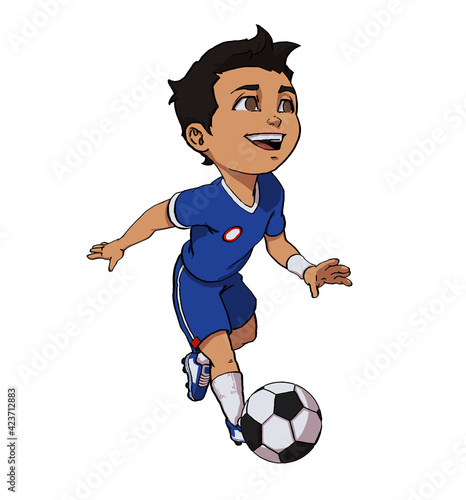 Enfant garçon joue au football