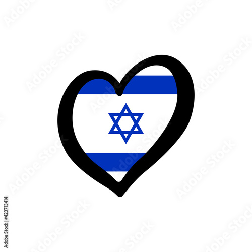 Israel flag inside of heart shape icon vector. Eurovision song contest symbol vector illustration
