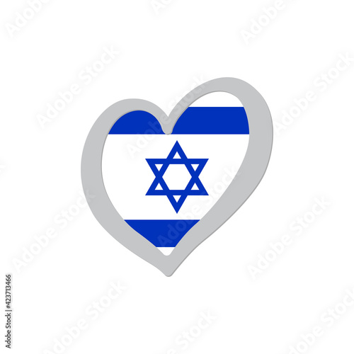 Israel flag inside of heart shape icon vector. Eurovision song contest symbol vector illustration