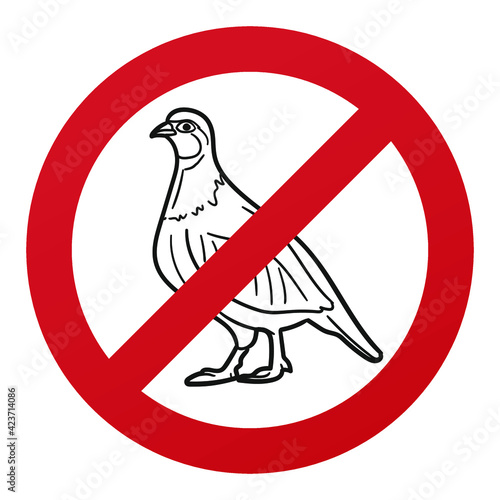 No Pidgeon Symbol Isolated on White Background. Urban Bird Dove Vector Illustration Prohibition Stop Sign.