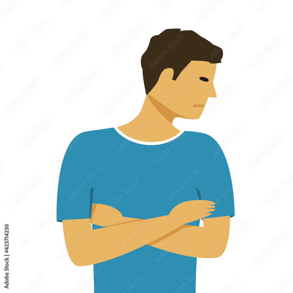 Very angry man with arms folded looking to the side upset Very angry man with arms folded looking to the side upset
