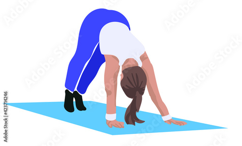 Young woman doing yoga. Active and healthy lifestyle. illustration isolated on white background.