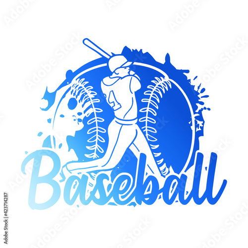 Baseball Player Scene Illustration Icon Hand Drawn. Vector Design Sport Man in Action. 