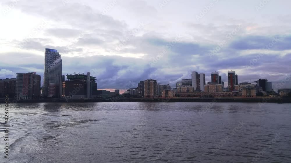 London Canary Wharf Financial district viewed over the River Thames London Canary Wharf Financial district viewed over the River Thames
