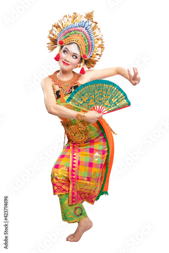 Obraz na plátne Asian woman dancing Balinese traditional dance
