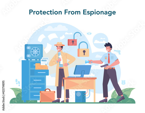 FBI agent concept. Police officer or inspector investigating crime.