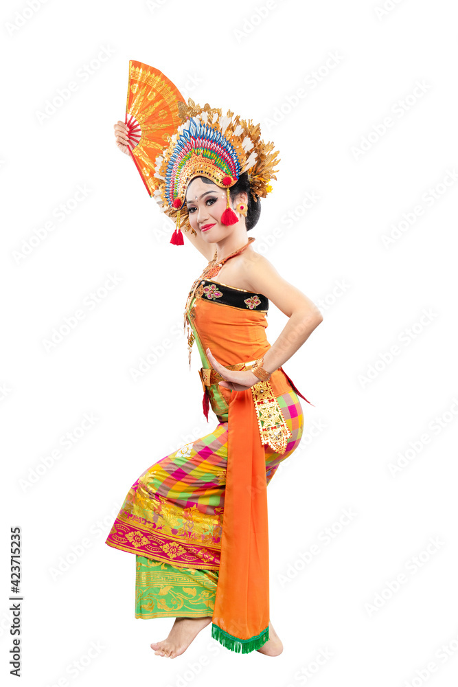 Asian woman dancing Balinese traditional dance