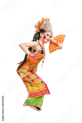 Asian woman dancing Balinese traditional dance