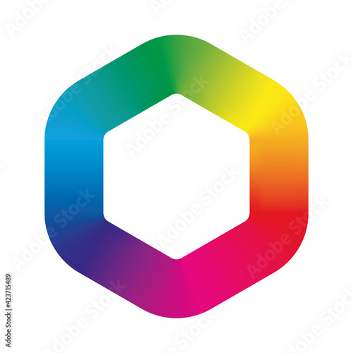 Colorful rainbow spectrum hexgon icon