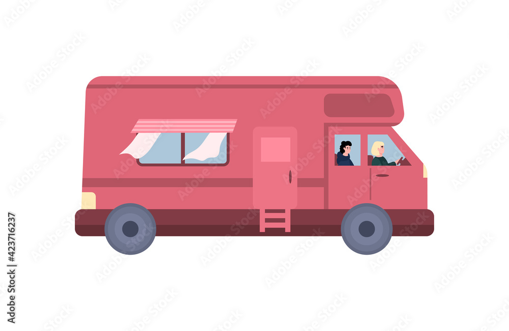 Modern van, camper car for family travel and tourism at summer vacation.