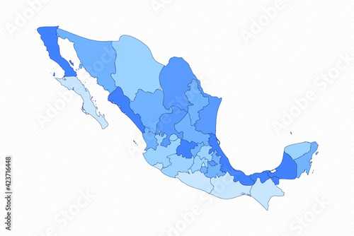Mexico Divided Map With States