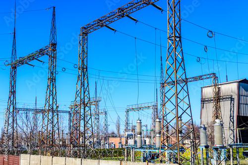 View on high voltage distribution substation of the factory
