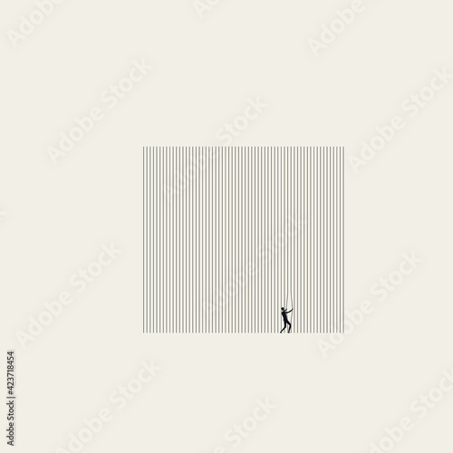 Breaking free vector concept. Symbol of struggle for freedom from oppression, prison. Minimal art. photo