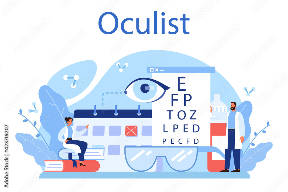 Oculist concept. Idea of eye exam and treatment. Eyesight diagnosis Oculist concept. Idea of eye exam and treatment. Eyesight diagnosis