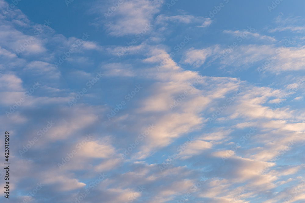 White clouds on a blue sky. Sky and clouds  as patterns background.