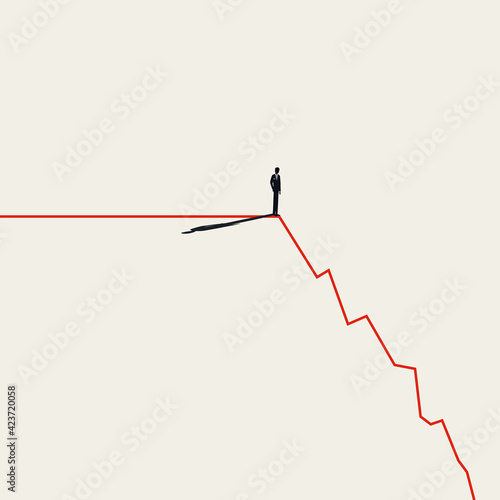 Business market crash and crisis vector concept. Symbol of failure, recession, depression. Minimal illustration.