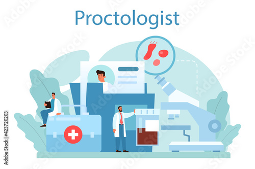 Proctologist concept. Doctor examine intestine. Idea of health